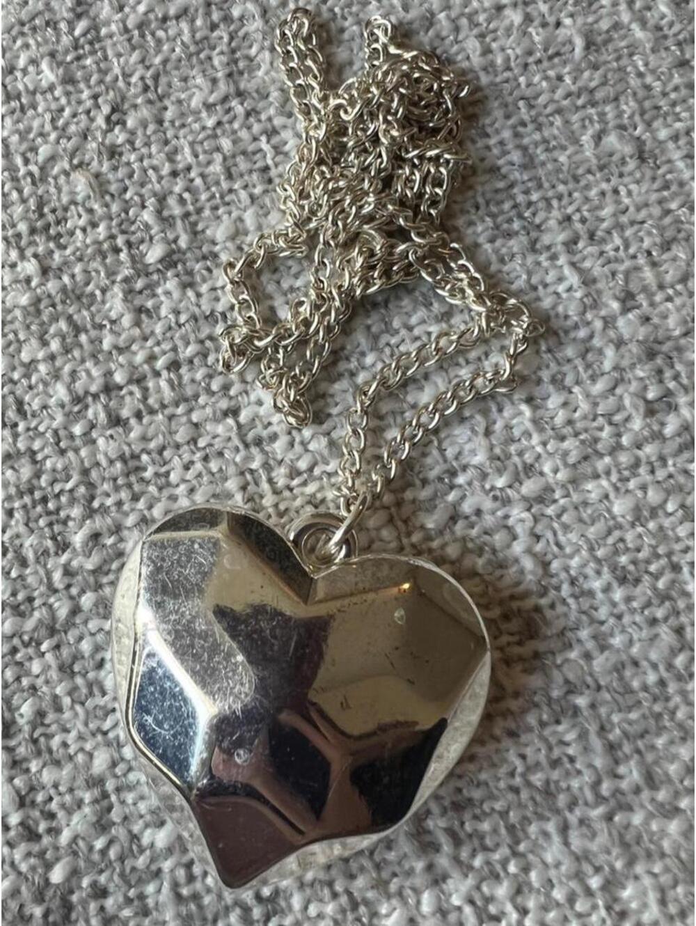Silver Tone Heart Shaped Necklace